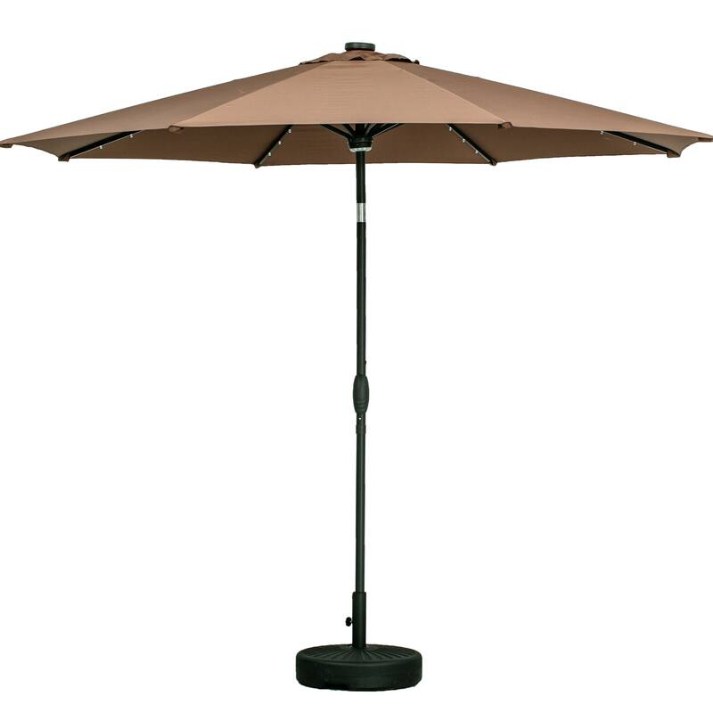 Ainfox 10ft Patio Umbrella with Lights without Base Outdoor Solar Umbrella