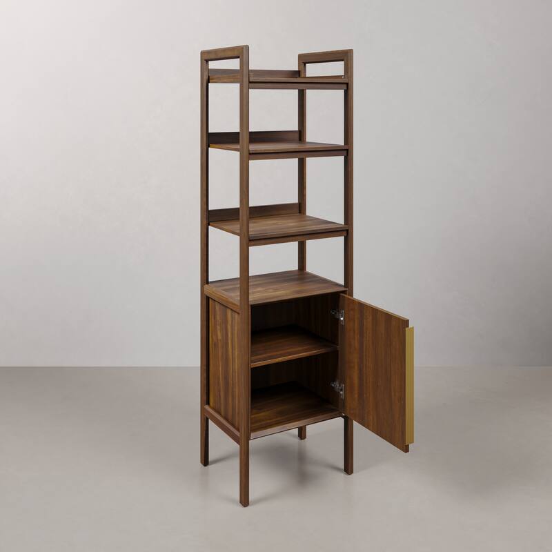 Ferrero 21 in. W x 17 in. D x 72 in. H Dark Walnut Wood Free Standing Linen Cabinet in Noir Juglans