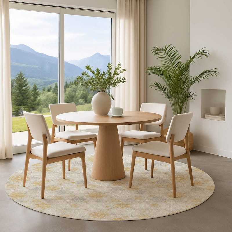 Premium Washable Super Soft Winter Snowflake Mayfield Rug - Beige - 8' x 8'