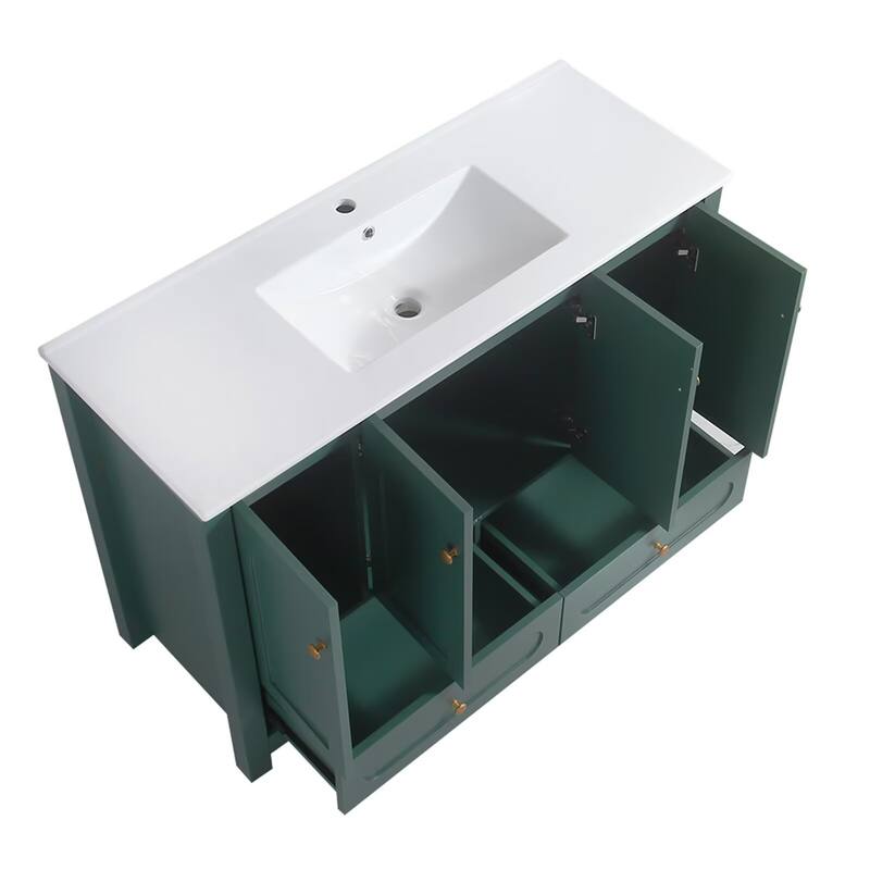 48" Bathroom Vanity with Ceramic Sink Combo, Abundant Storage Cabinet