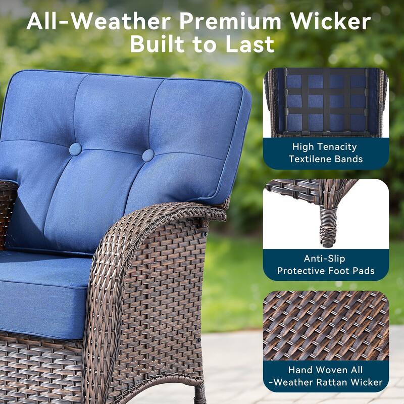 Pocassy Outdoor 43 In Fire Table with Sofa Patio Chair Set