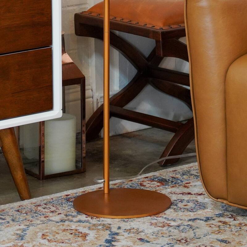 Stylish Modern Living Room Floor Lamp with Glass Shade - Bronze