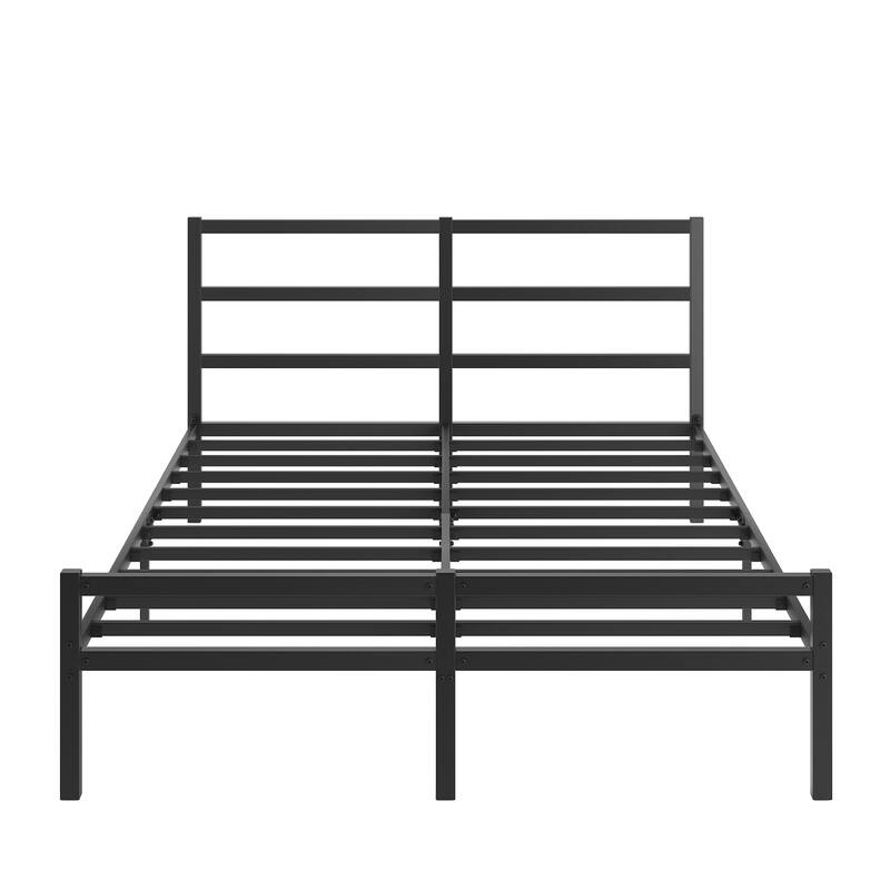 Metal Platform Bed Frame With Headboard, Sturdy Metal Frame