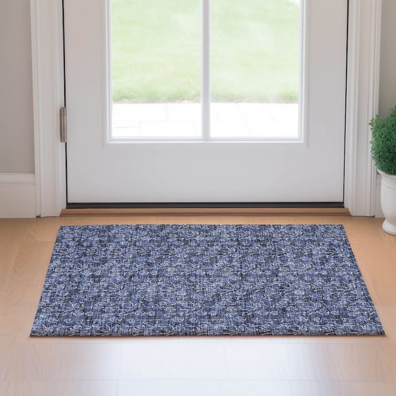 Premium Washable Super Soft Floral Contemporary Mayfield Rug - Navy - 1' 8" x 2' 6" - Rectangle