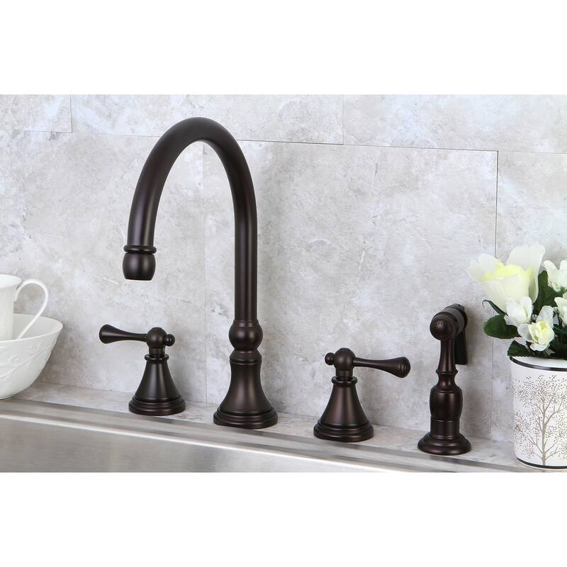 Kingston Brass Governor Widespread Kitchen Faucet with Brass Sprayer