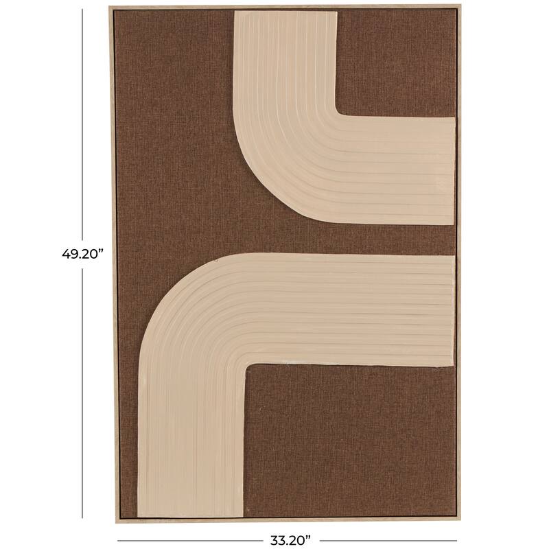 Brown Polyester Geometric Framed Wall Art with Tan Layered Arches