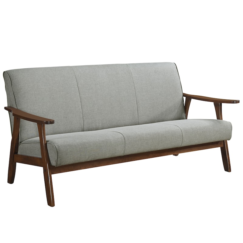 CraftPorch Wenge Wood Mid-Century Modern Linen Sofa - Light Grey