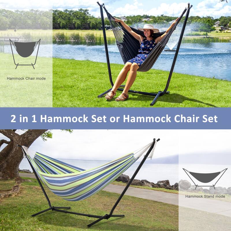 10.7 ft. 2-Person Brazilian-Style hammock with Stand - Convertible