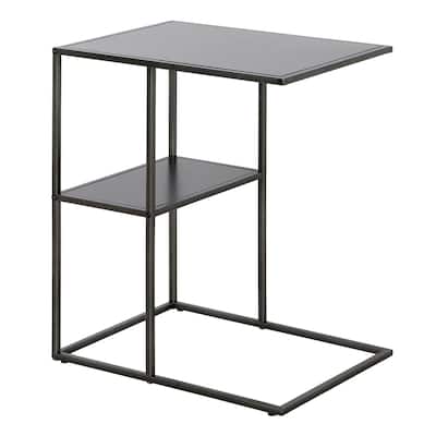 Steel C Table with Shelf Storage for Living Room Use - 15” x 20” x 24” (D x W x H)