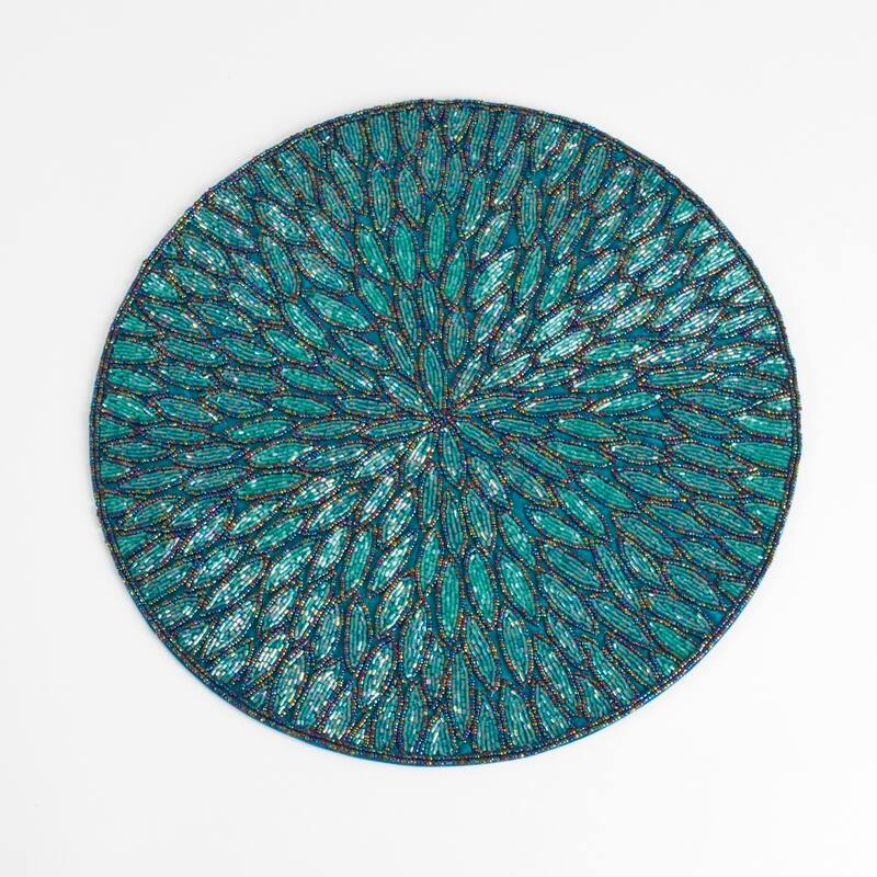 Beaded Design Table Mats (Set of 4) - Teal - Set of 4