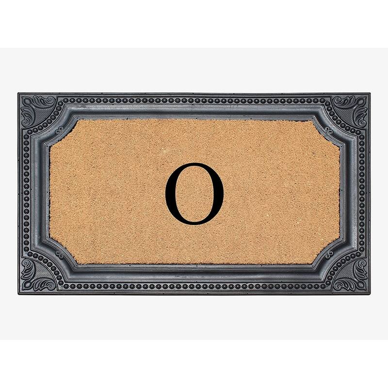 A1HC First Impression Carson Rubber and Coir 24" X 39", Heavy Duty, Easy to Clean Outdoor Monogrammed Doormat - Monogrammed O