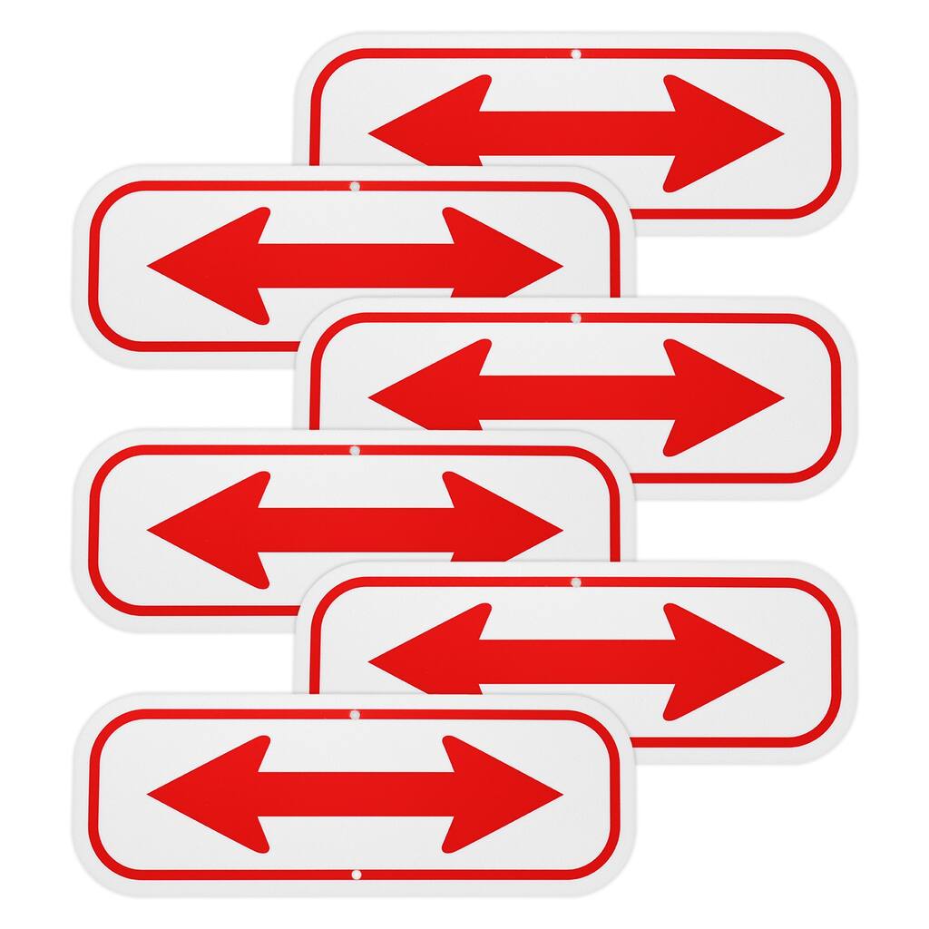 6-Pack 9.84"x 3.54" Red Aluminum Reflective Two-way Arrow Sign