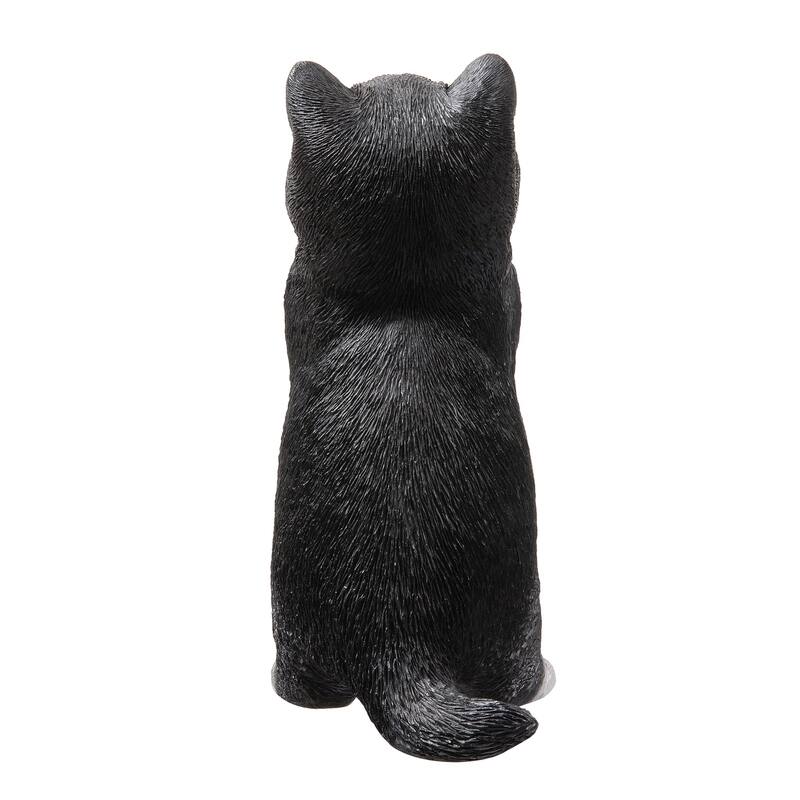 Praying Tabby Kitten Outdoor Garden Statue - 6.75" - Black and White