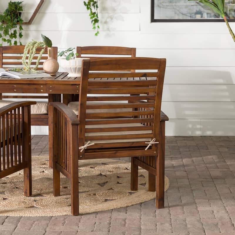 Walker Edison Surfside 5-piece Acacia Wood Outdoor Dining Set - 60 x 34 x 30h