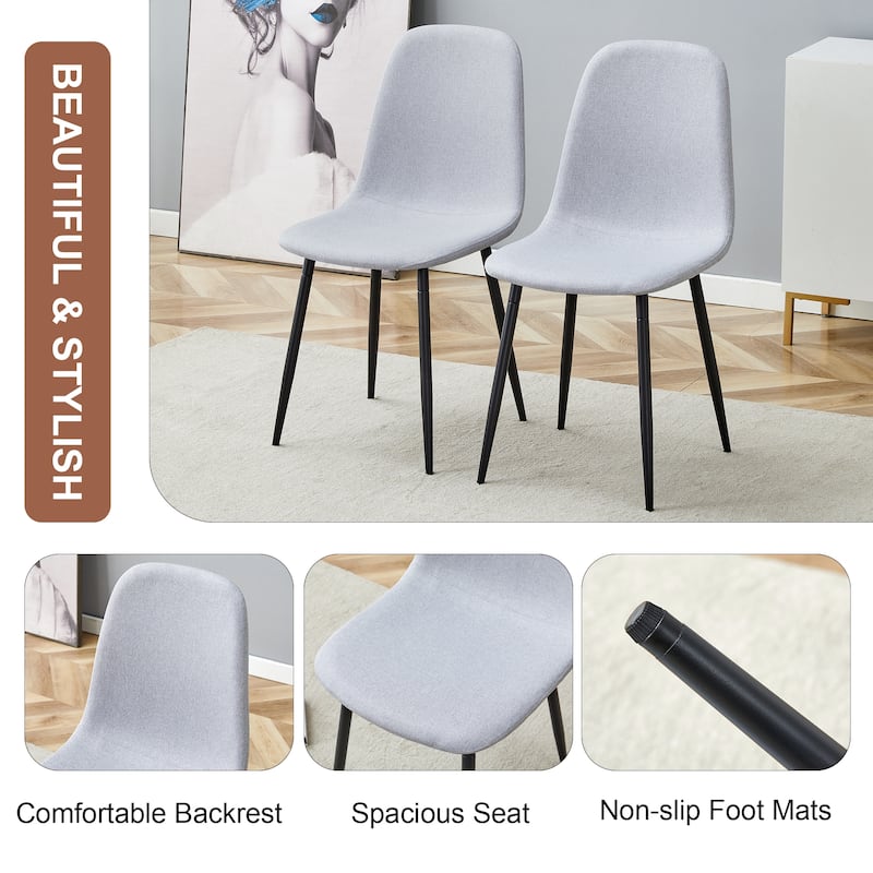 Dining Room Chairs Set of 6 with Rounded Back, Kitchen Upholstered Side Chair, Visitor Chair, Decorative Chair