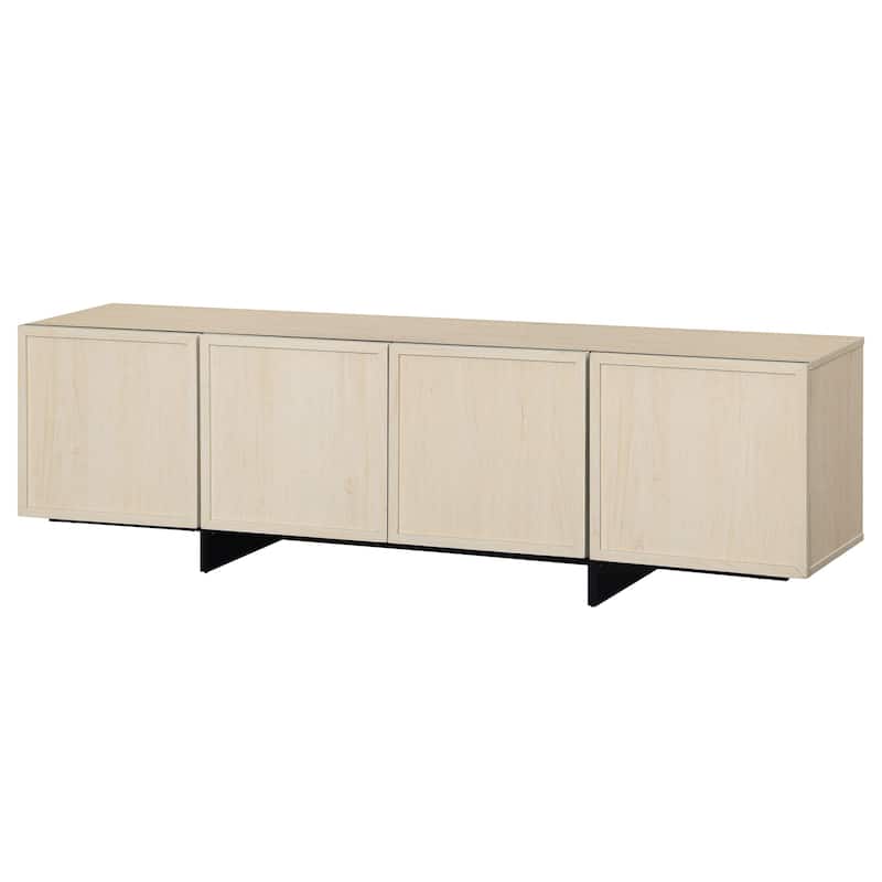 WAMPAT TV Stand with T-Shaped Legs, Modern Entertainment Center with 4 Storage Cabinets, Media Console TV Table for Living Room