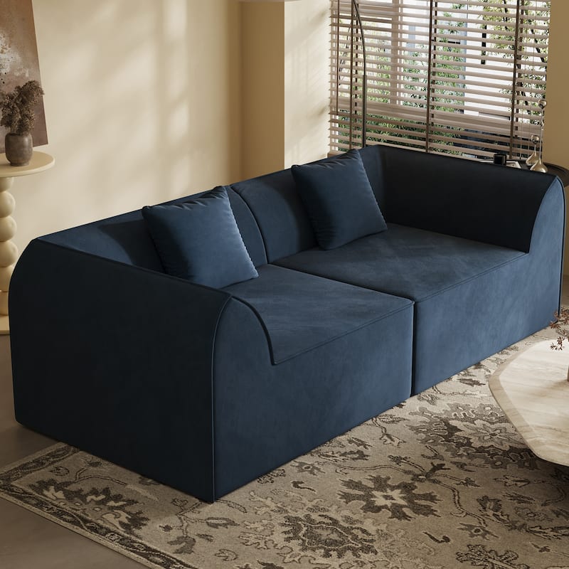 Compressed Memory Foam Sofa with PillowS, 2-Seater Lounger Daybed
