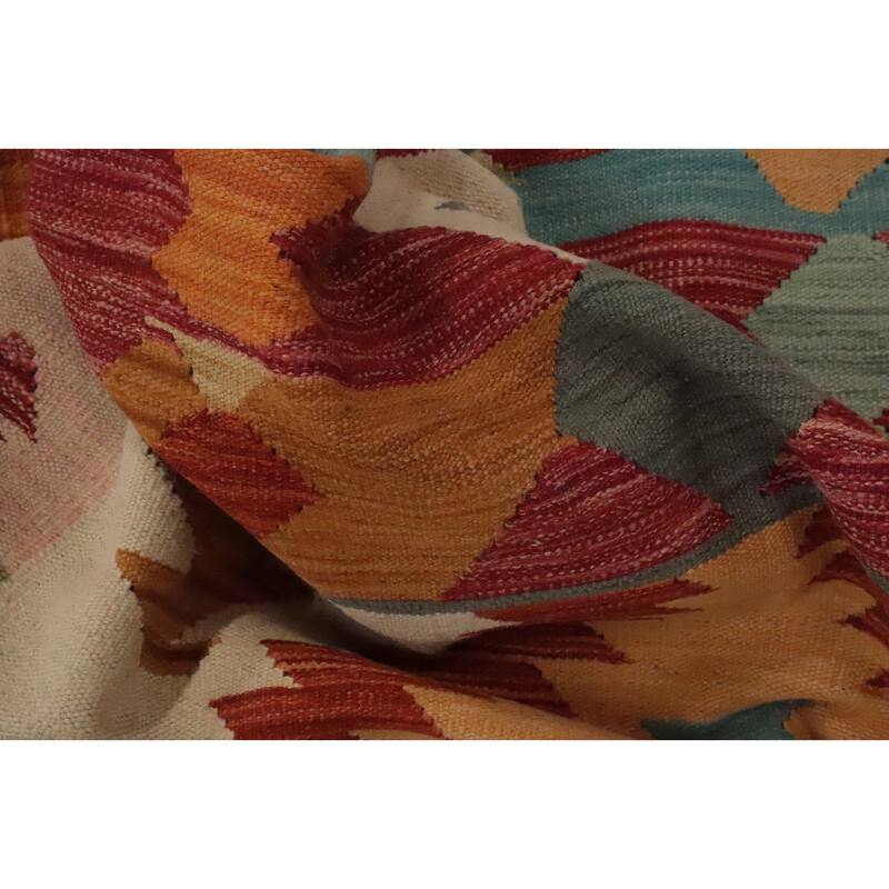Hand Woven Oriental 100% Wool Carpet Southwestern Tribal Multi-Colored Kilim Area Rug - 8' 8'' X 5' 6''