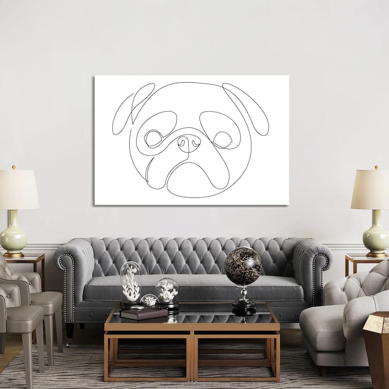 iCanvas "Pug - One Line Dog Portrait" by Addillum Canvas Print - 40x60x1.5