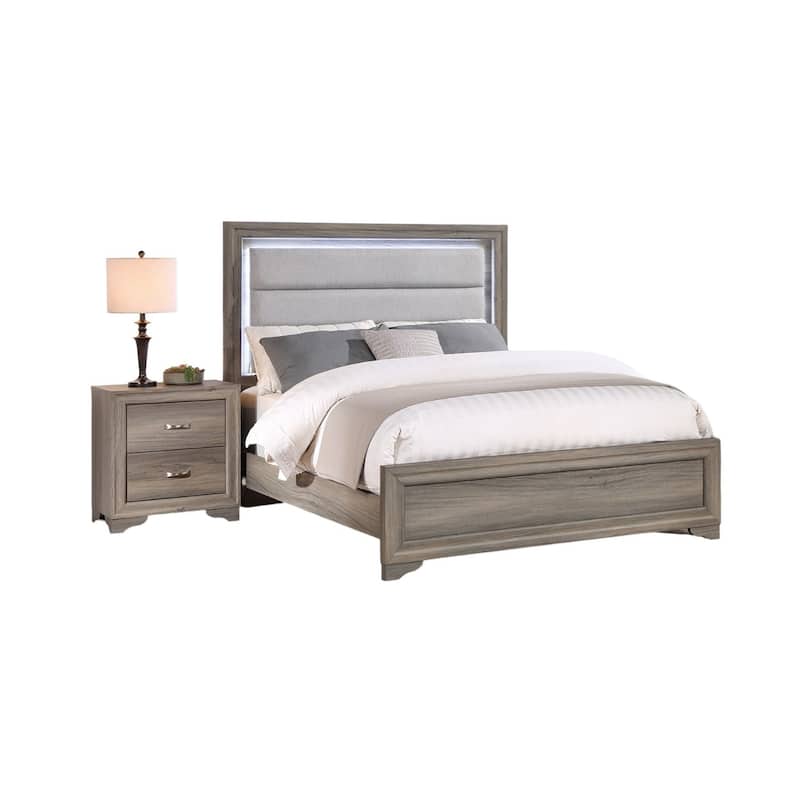 1pc Nightstand Wooden Bedside Table 2- Drawers