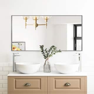 Reflections Sleek Modern 30x60" Black Aluminum Framed Wall Mirror