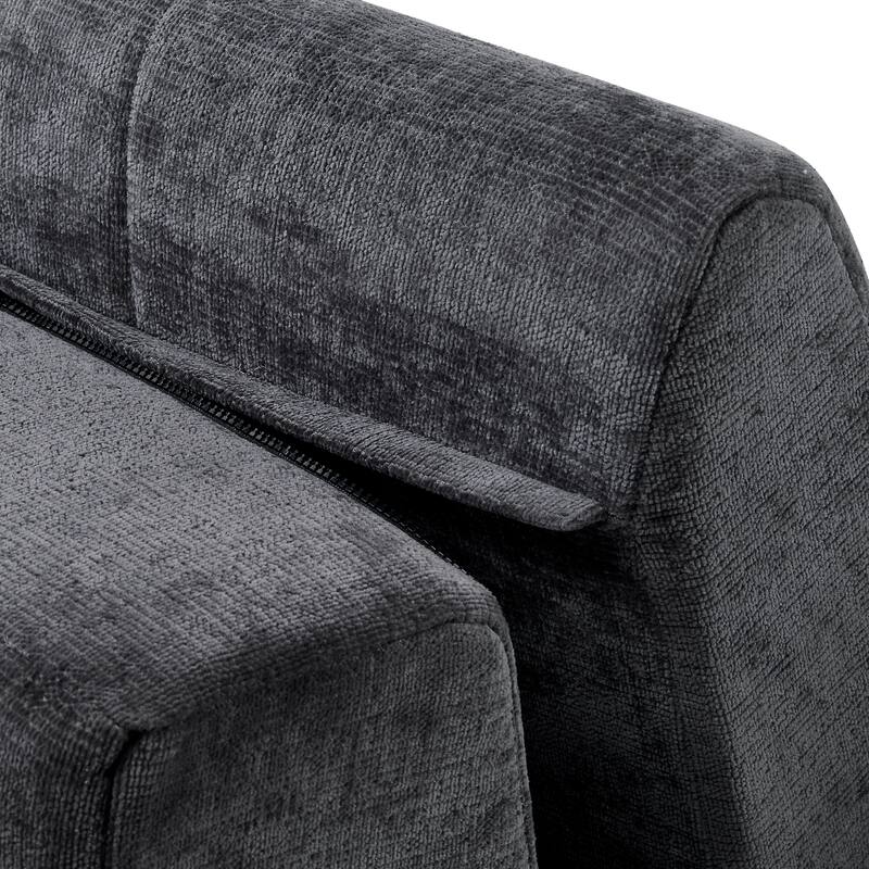 L Shaped Modern Modular Sectional Curved Sofa, Minimalist Cloud Couch Boneless Couches with Chaise