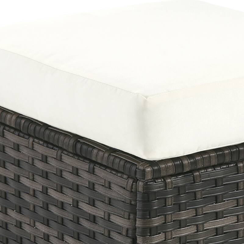 Outdoor Wicker Square Storage Ottoman with Plush Cushion