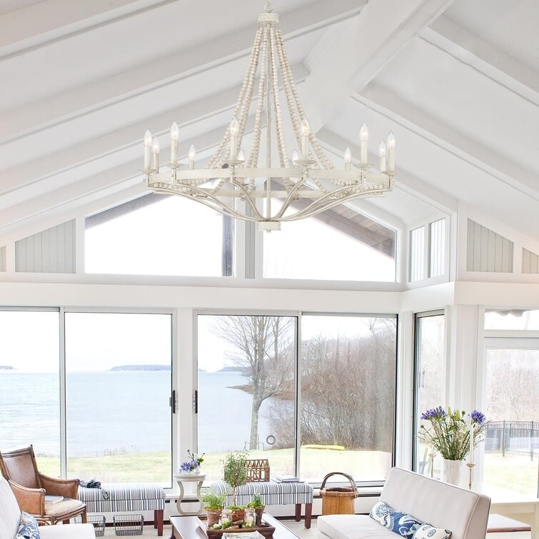 Fidenza Empire 12-light Farmhouse Coastal Beaded Chandelier-image