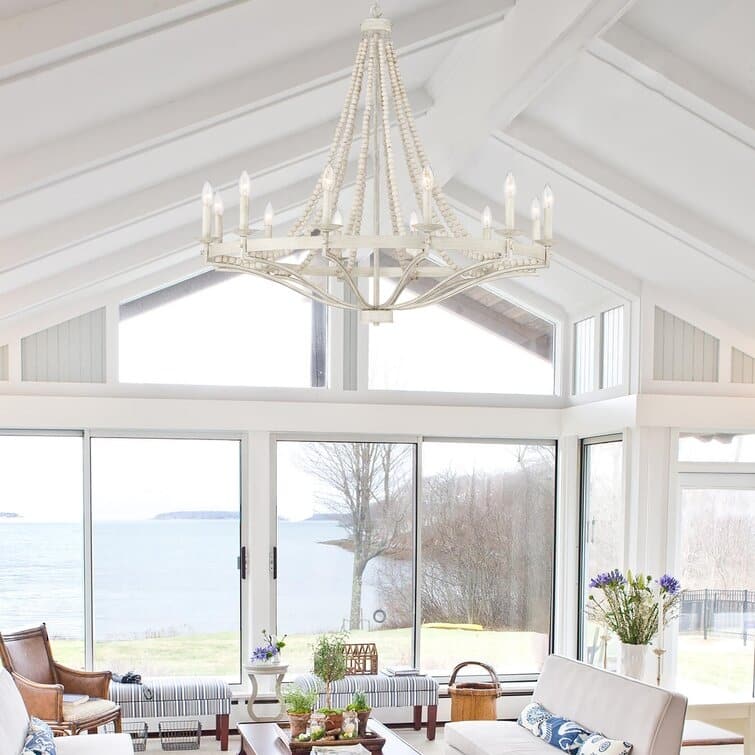 Fidenza Empire 12-light Farmhouse Coastal Beaded Chandelier with UL Certified - 40''