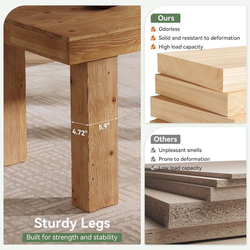 63 Inch Solid Wood Dining Table for 4-6, Rectangular Kitchen Table - 31.5" D x 62.99" W x 29.53" H