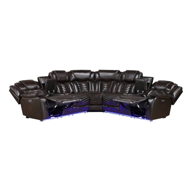 Cove Faux Leather 3-Piece Power Reclining Sectional Sofa with Consoles