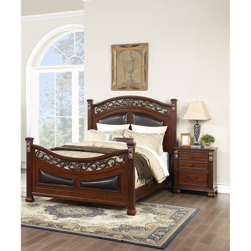 2-Drawer Wood Nightstand in Cherry Finish