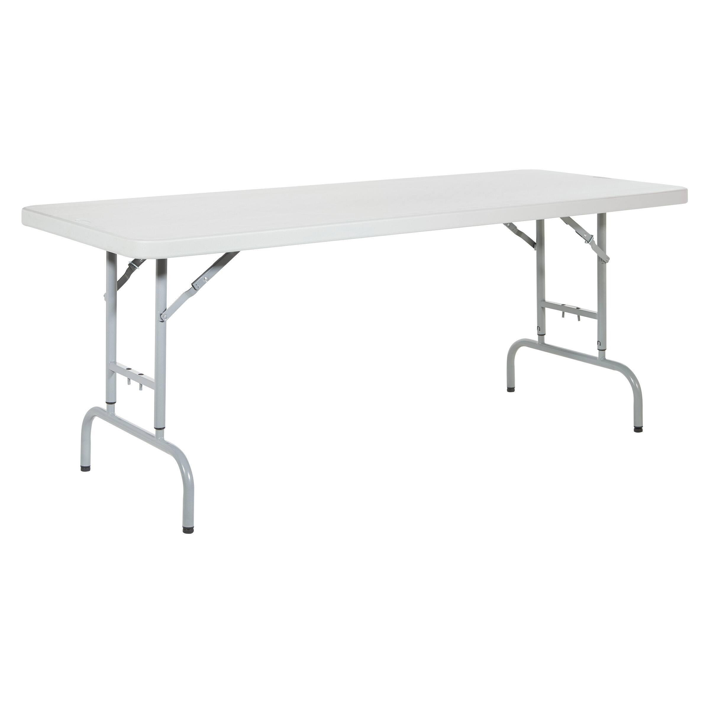 6' Height Adjustable Plastic Resin Multi Purpose Folding Table. Bed