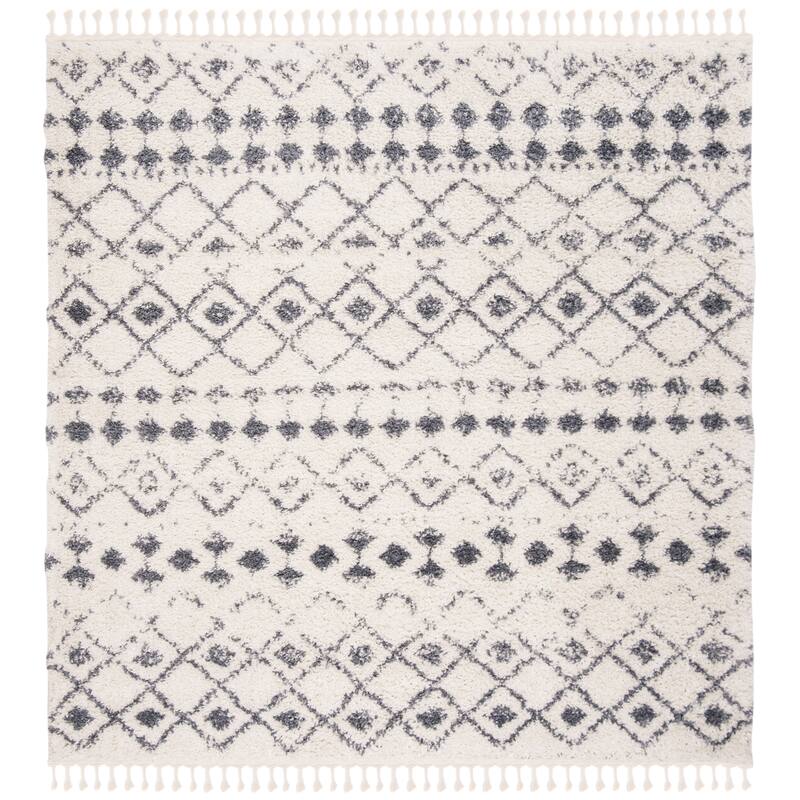 SAFAVIEH Berber Fringe Dashurije Leatha Trellis Rug - 6'7" Square