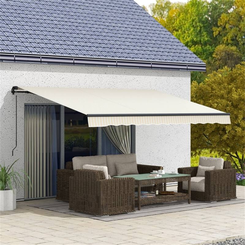 156"x118" UV Protection Outdoor Awning with Aluminum Frame and Adjustable Angle - 156" W x 118" D