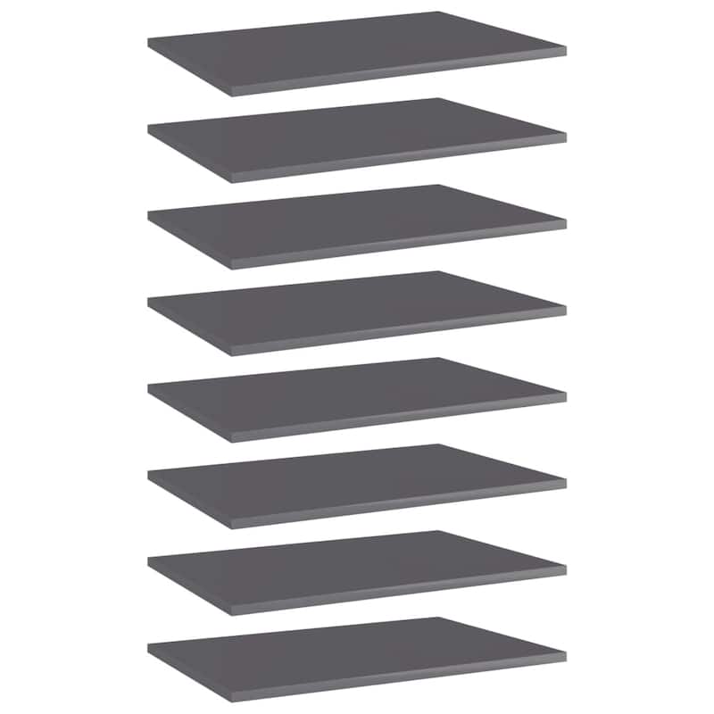 vidaXL Bookshelf Boards 8 pcs High Gloss Gray 23.6"x15.7"x0.6" Chipboard