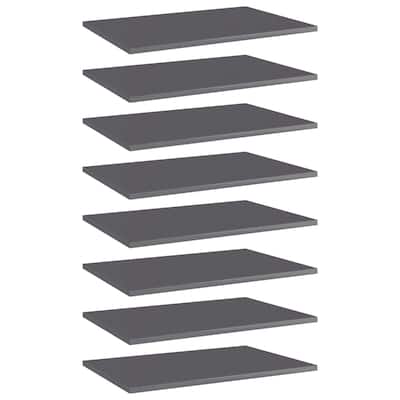 vidaXL Bookshelf Boards 8 pcs High Gloss Gray 23.6"x15.7"x0.6" Chipboard