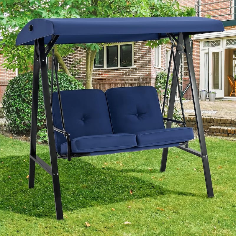 AECOJOY 2-Seat Porch Swing Chair, Patio Swing Chair w/ Cushions