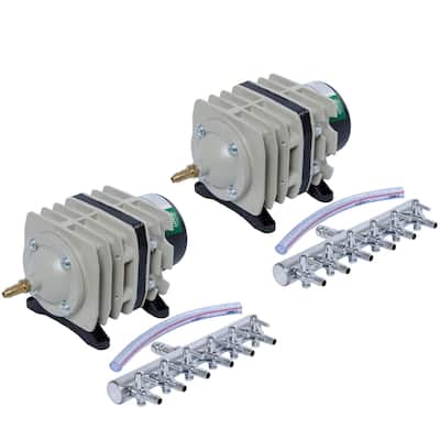 Hydrofarm Active Aqua AAPA45L 45 LPM Electrical Air Pump w/ 6 Outlets, (2 Pack) - 3