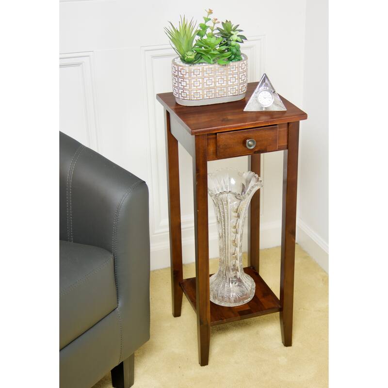2-Tier Solid Acacia Wood Plant Table with Drawer