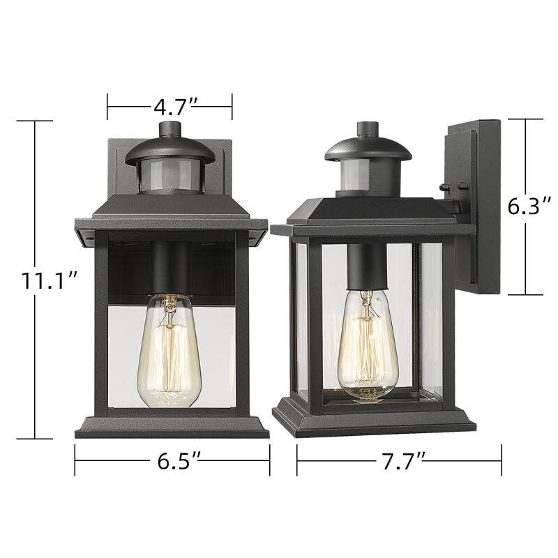 Outdoor Motion Sensor Light, Modern Outdoor Sconces, Black Finish - ‎6.5 x 7.7 x 11 inches
