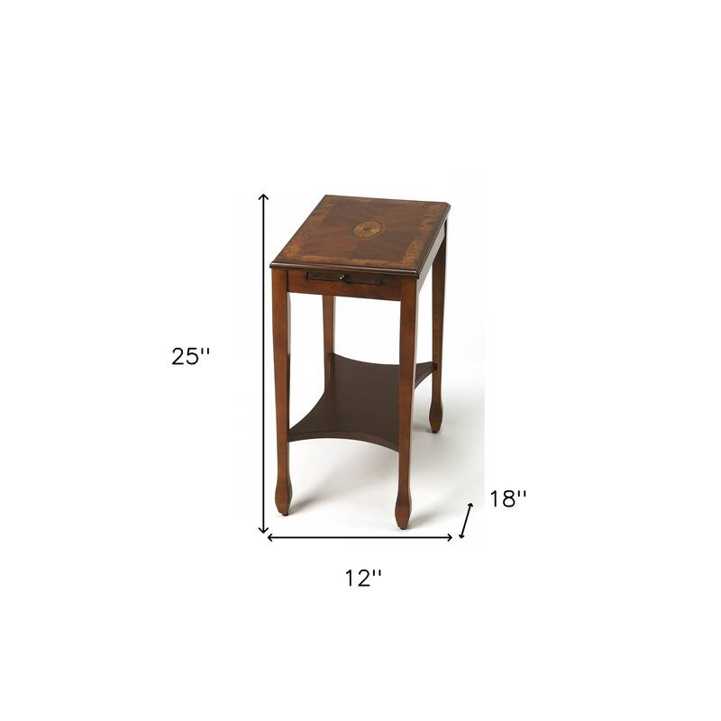 HomeRoots 25" Medium Brown Manufactured Wood Rectangular End Table With Shelf - 27