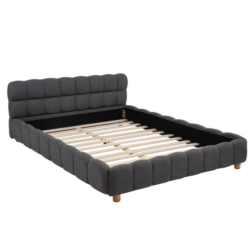 Best Master Furniture Maelle Burlap Upholstered Tufted Platform Bed