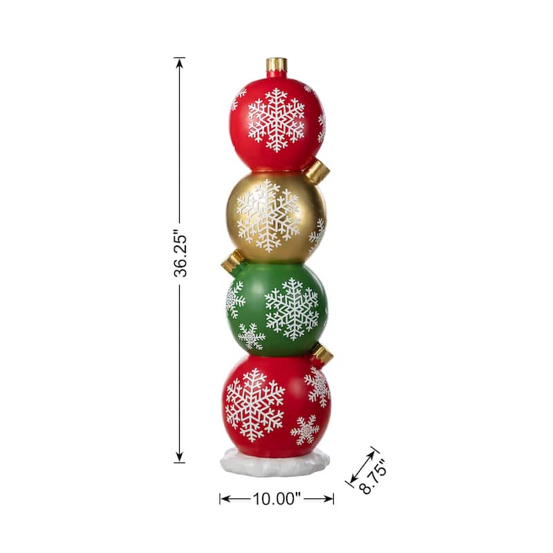 Glitzhome 36.25"H Christmas Resin Stacked Ornament Porch Decor
