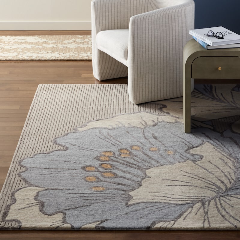 NICOLE MILLER NEW YORK Flora Grandeur Bloom Handcrafted Wool Area Rug