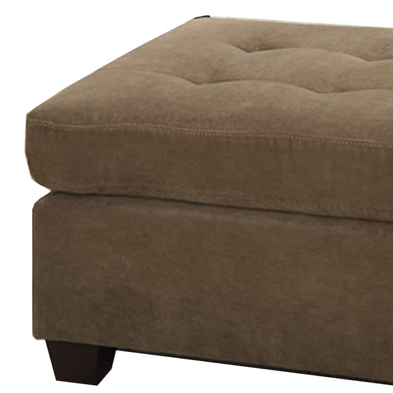 Cocktail Ottoman In Light Brown Waffle Suede Fabric - 20 H x 36 W x 26 L Inches