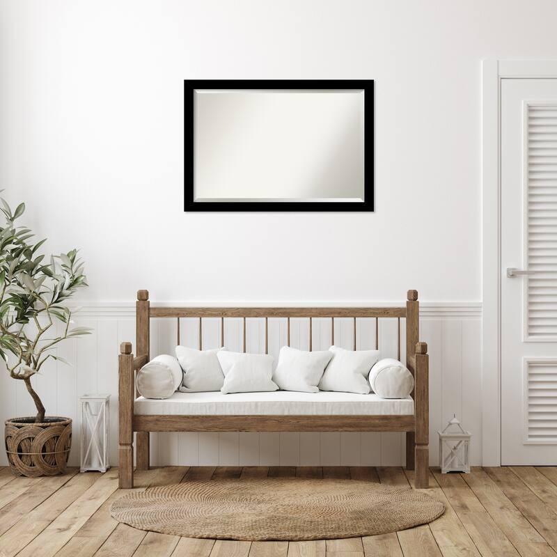 Basic Narrow Beveled Wood Framed Wall Mirror