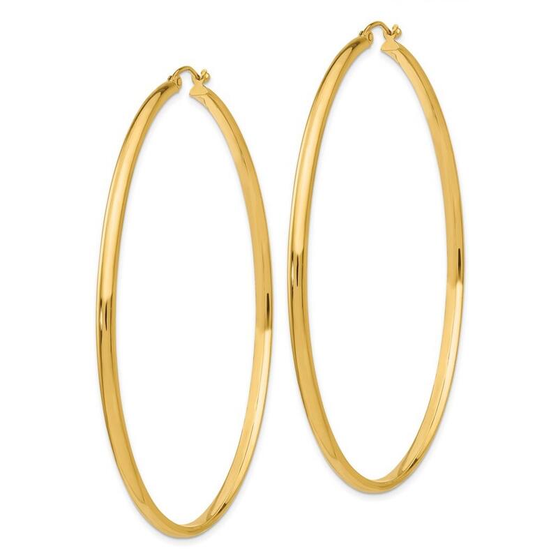 Curata 14k Yellow Gold 65x2.75mm Polished Hoop Earrings