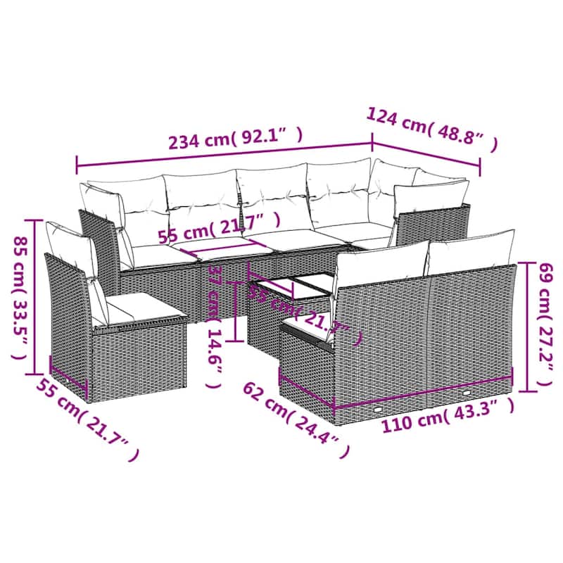 vidaXL Garden Sofa Set Black