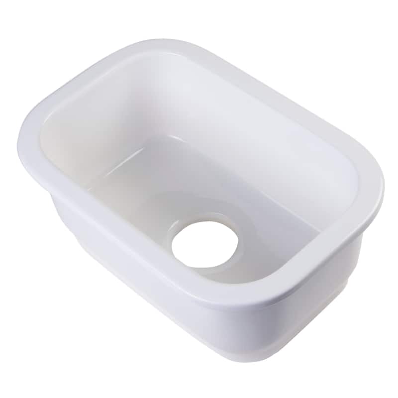 Alfi Fireclay Small Rectangle Undermount or Drop-in Prep/Bar Sink - White